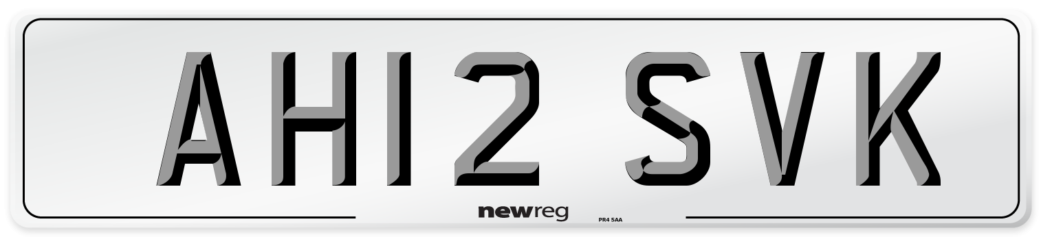 AH12 SVK Number Plate from New Reg